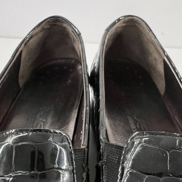 Mephisto Celka Croc Emboss Patent Black Leather Wedge Slip On Loafers Size 9.5 - Picture 11 of 15